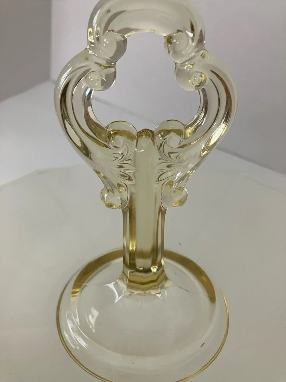 Cambridge Glass Topaz Tidbit Tray in Decagon Pattern